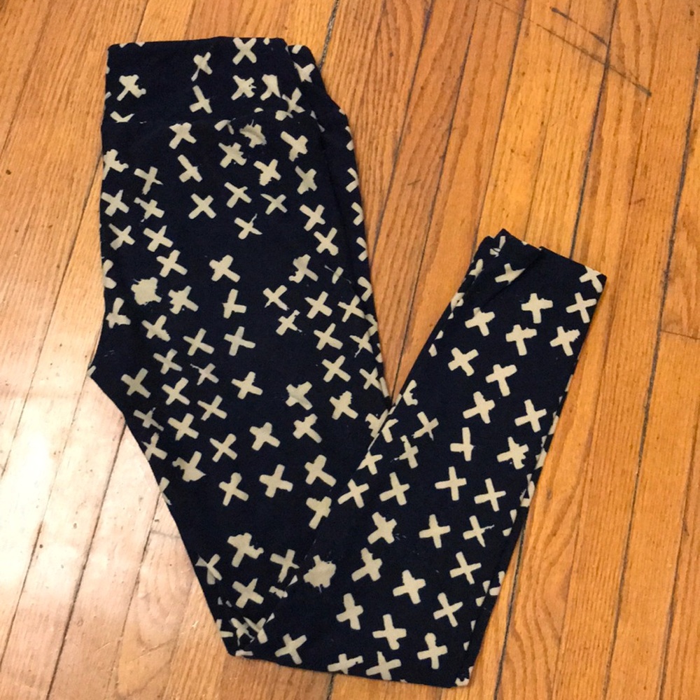 OS LULAROE LEGGING Navy and Camel